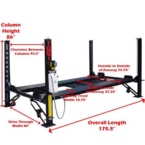 Race Tools Direct 8,000 lb. 4 Post Storage Lift .